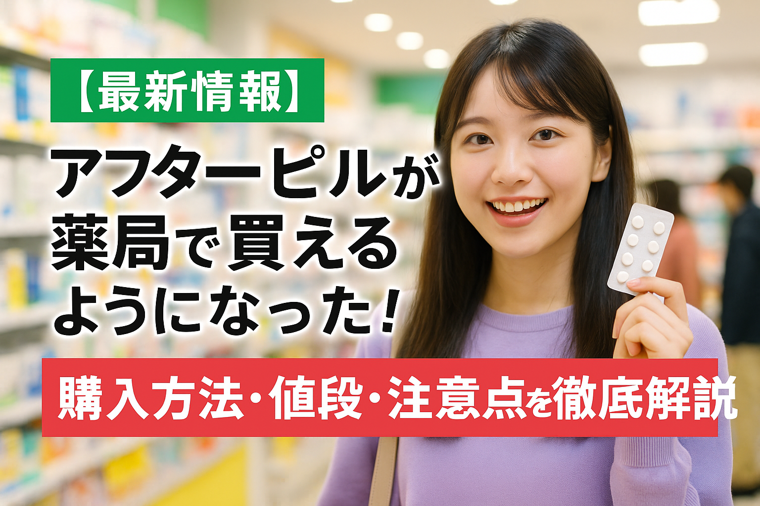【最新情報】アフターピルが薬局で買えるようになった！購入方法・値段・注意点を徹底解説